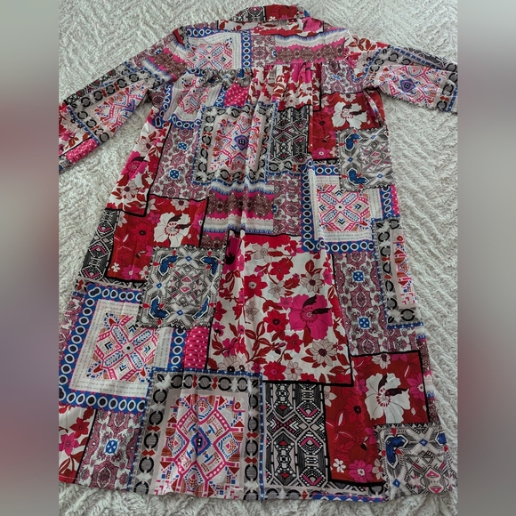 NWOT Patchwork Button-Front Dress - Picture 5 of 9